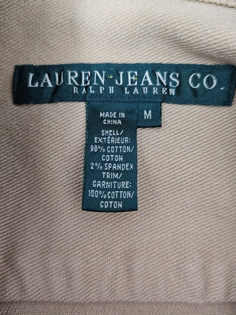Lauren Jeans Co Ralph Lauren Denim Cotton Boho Corduroy Collar Tan Jacket M Y2K - Picture 2 of 11